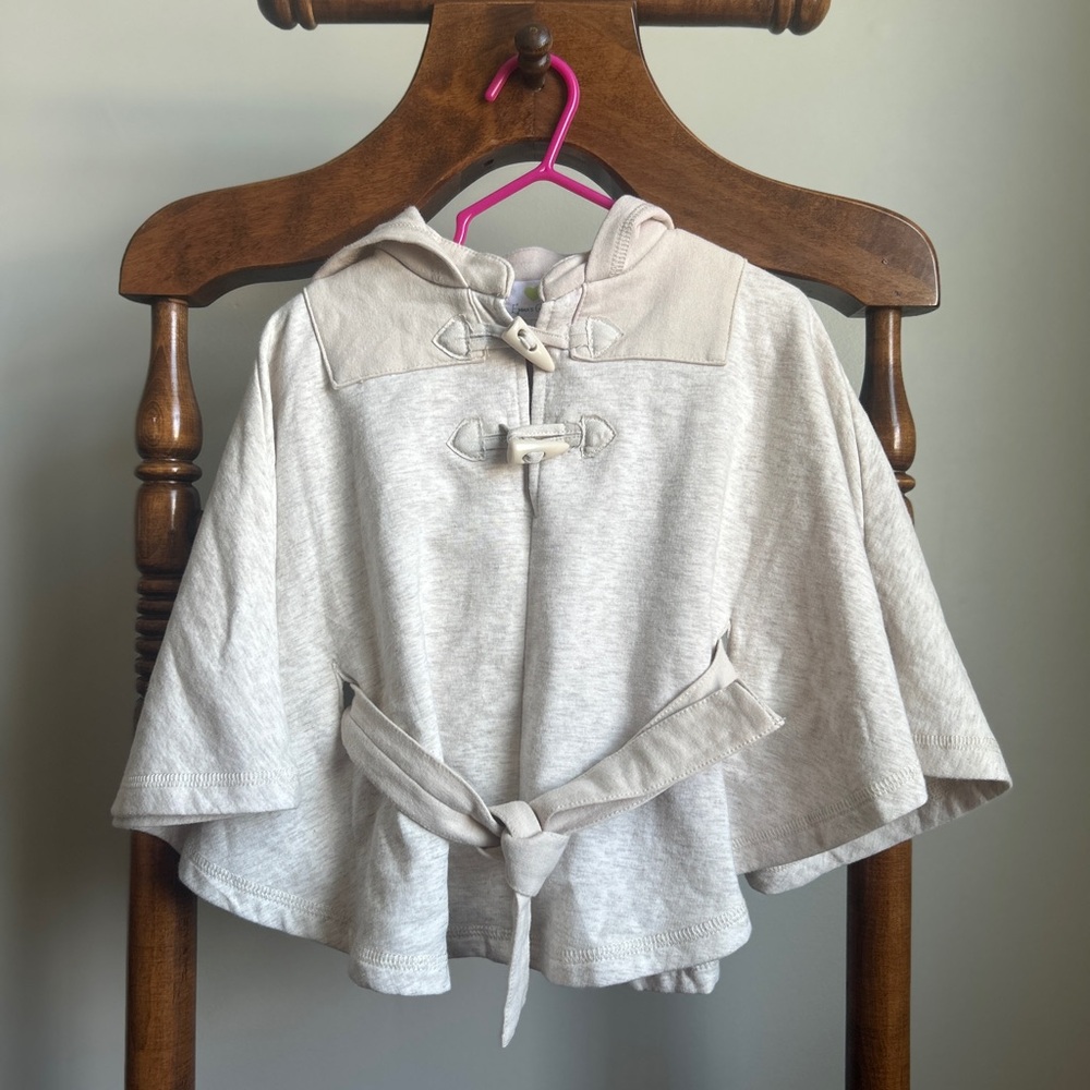 Kids Hooded Cape Coat - Cream